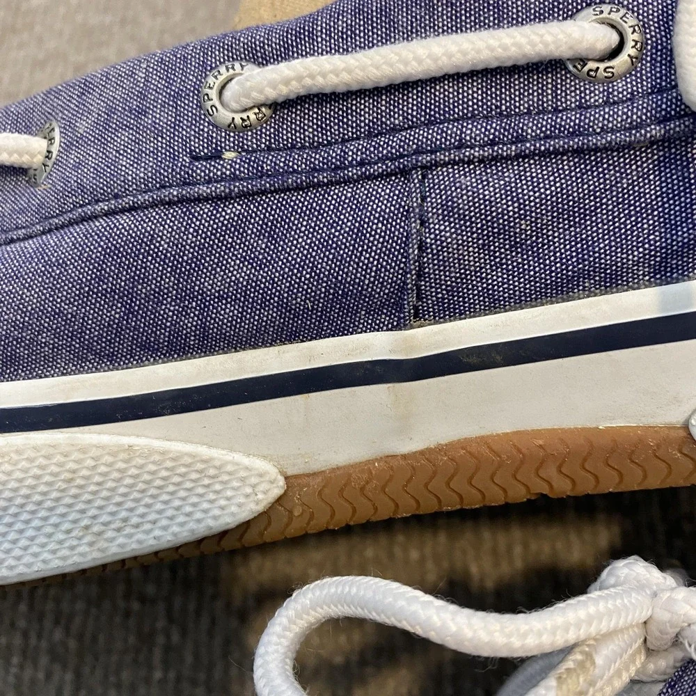 Sperry Top-Sider Boat Shoes Mens Size 12 Blue Canvas Preppy Non-Slip STS12848